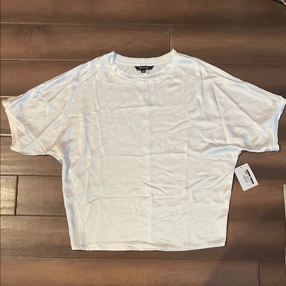 Charlie B Cream Top satin on front knit on back